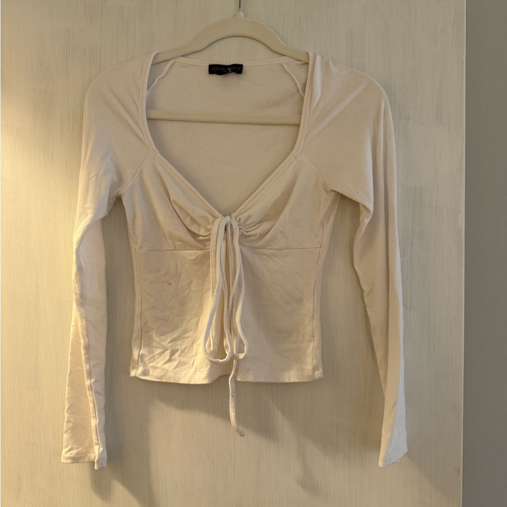 Cotton Candy LA White Tie-Front Blouse
